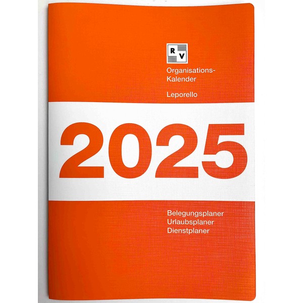 Organisational Calendar 2025, Leporellofalzung, Schafberger Verlag, Room Occupancy Plan, Room
