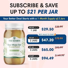 TrueSeaMoss Wildcrafted Irish Sea Moss Gel | Multiple Flavors – Rich in Minerals & Vitamins –   supports immune, improves digestion, boost energy, skin & hair health - Made in USA:_Original_3 Pack