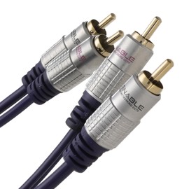 kenable Pure OFC HQ 2 x RCA Phono Plugs to Plugs Stereo Audio Cable Gold 15m [15 metres]