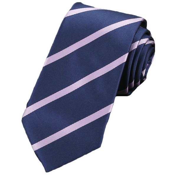 Flairs New York Collection - Corbata de cuello, lazo y bolsillo cuadrado a juego, Navy Blue/Lavender Purple [Stripes], Sólo corbata cuello