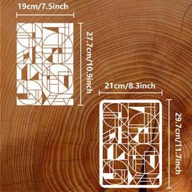 FINGERINSPIRE Geometric Stencil - 8.3x11.7 inch Repeating Pattern Plastic Triangle Round Rectangular Stencil for DIY Wall Furniture Crafts Decor