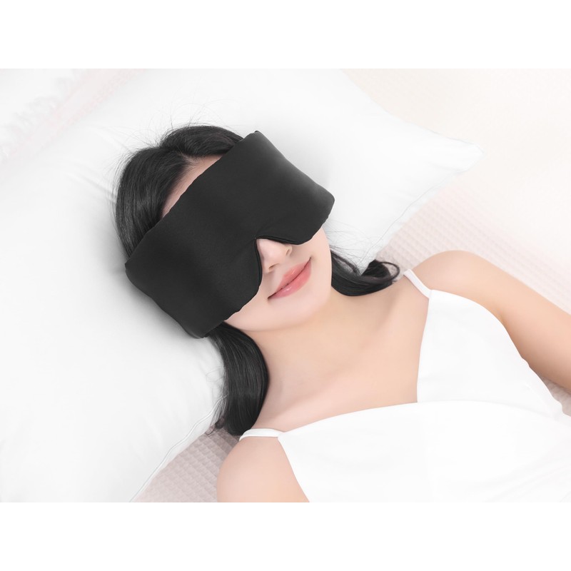 100% Mulberry Silk Sleep Mask, Large Adjustable Eye Cover for