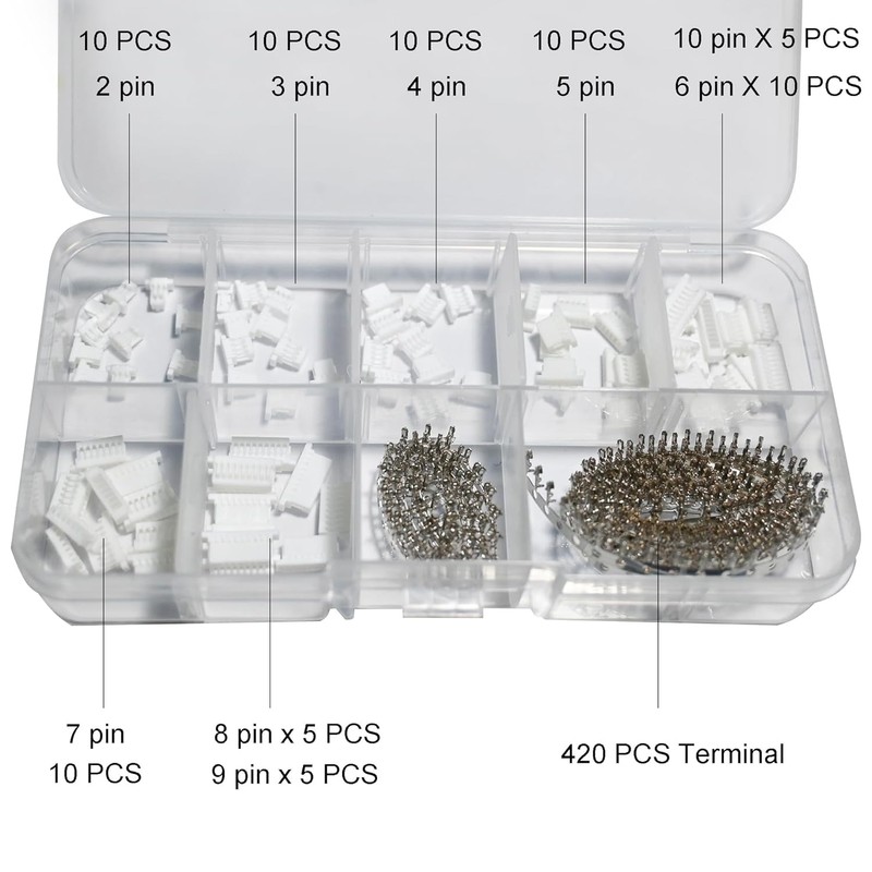 JYCONNECTS JST SH 1.0 mm Plug Kit, 2/3/4/5/6/7/8/9/10-Pin Male Housing
