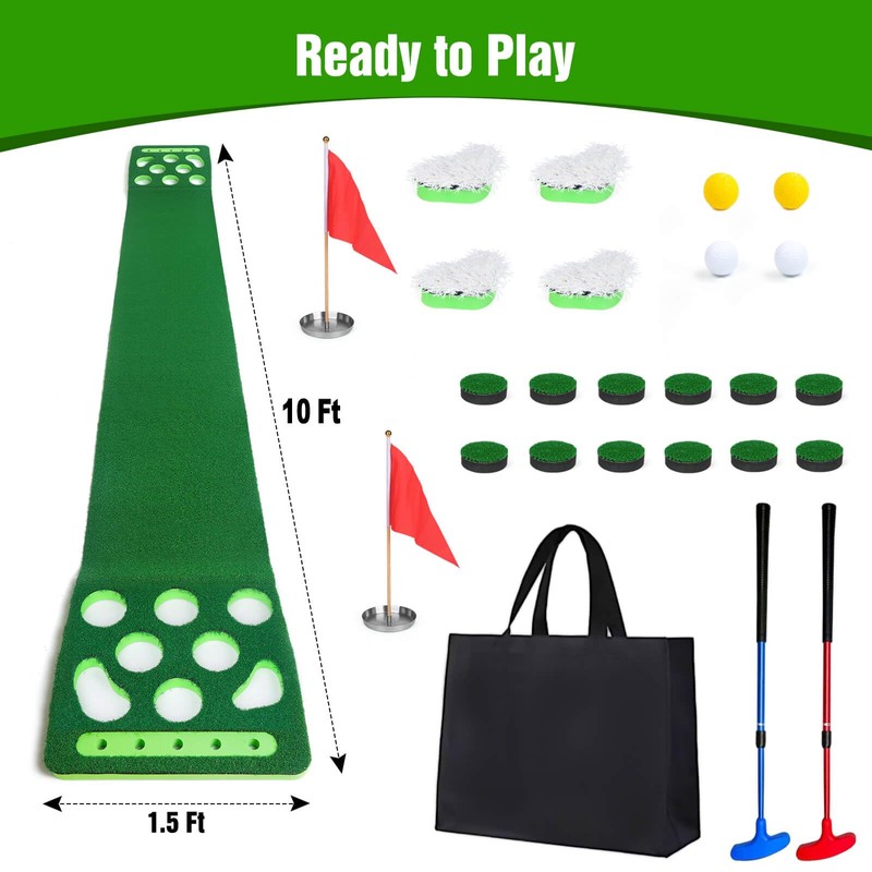 KEMLDIVS Golf Putting Game Set, Detachable Golf Putting Green Mat