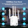 WiFi Extender Signal Booster, 5G WiFi Booster with 1200Mbps Dual