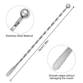 2PCS Cocktail Mixing Spoon Mixing Stick Stainless Steel Bar Spoon Stirring Stick for Milk Espresso Spoons Iced Coffee Accessories Drink Stirrer (7.5 inch-2PCS)