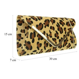 Girly Handbags Womens Frame Leopard Clutch Bag - Light Leopard
