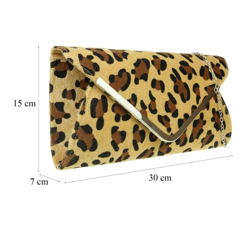 Girly Handbags Womens Frame Leopard Clutch Bag - Light Leopard