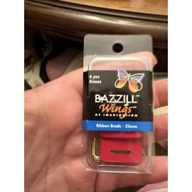 Bazzill Wings 6 - 25mm Bazzill Wings KIsses Red Ribbon Brads