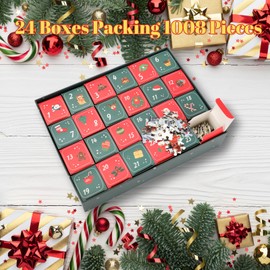 Advent Calendar 2024 Christmas Jigsaw Puzzles for Kids Adults, 24 Days 1008 Pieces Christmas Countdown Puzzles, Great Stocking Stuffer Xmas Gifts Idea Home Decor-Christmas Village