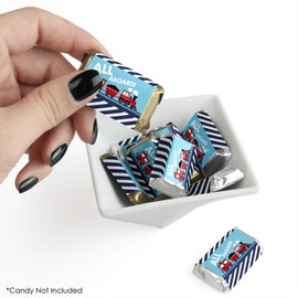 Big Dot of Happiness Railroad Party Crossing - Mini Candy Bar Wrapper Stickers - Steam Train Birthday Party or Baby Shower Small Favors - 40 Count