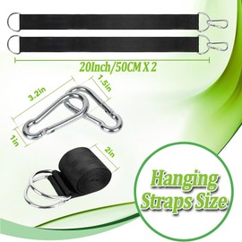 Taeku Schaukel Befestigung, 1 Paar Reißfestem Polyester Hängematte Aufhängung Hängesessel Befestigung Kabelzug Aufhängung Bänder mit 2 Karabinern für Fitness Camping Picknick Outdoor (50CM)