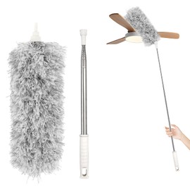 NVIYAM Telescopic Duster Washable Duster Telescopic Dust It Duster Telescopic Duster Long Extendable Duster Spider Web Remover Spider Bendable Corner Broom 2.3 m Grey