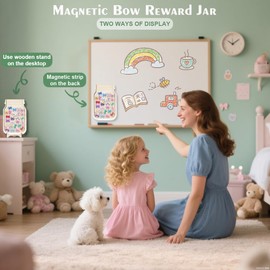 Magnetic Reward Jar, Cute Bow Jar Reward System for Classroom, Suitable Student School Behavior Management Classroom Tools, Home Chore Chart, Positive Behavior Training (25PCS Bow)