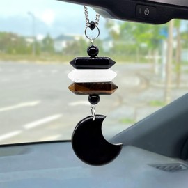 Moon Crystal Suncatcher Pendant with Healing Stones - Lucky Charm Gift for Car & Home | Birthday Christmas
