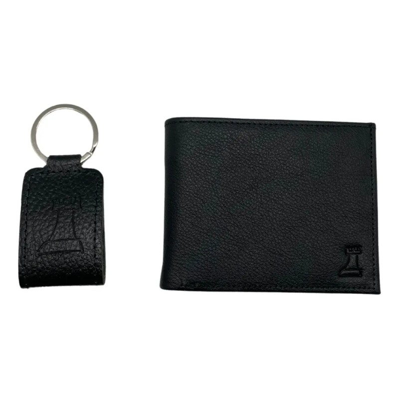 Kit Cartera Llavero Piel Genuina Caballero Regalo Para Papá