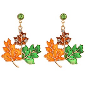 Maple Leaf Earrings Thanksgiving Fall Leaf Drop Dangle Earrings for Women Girls… (3 color)