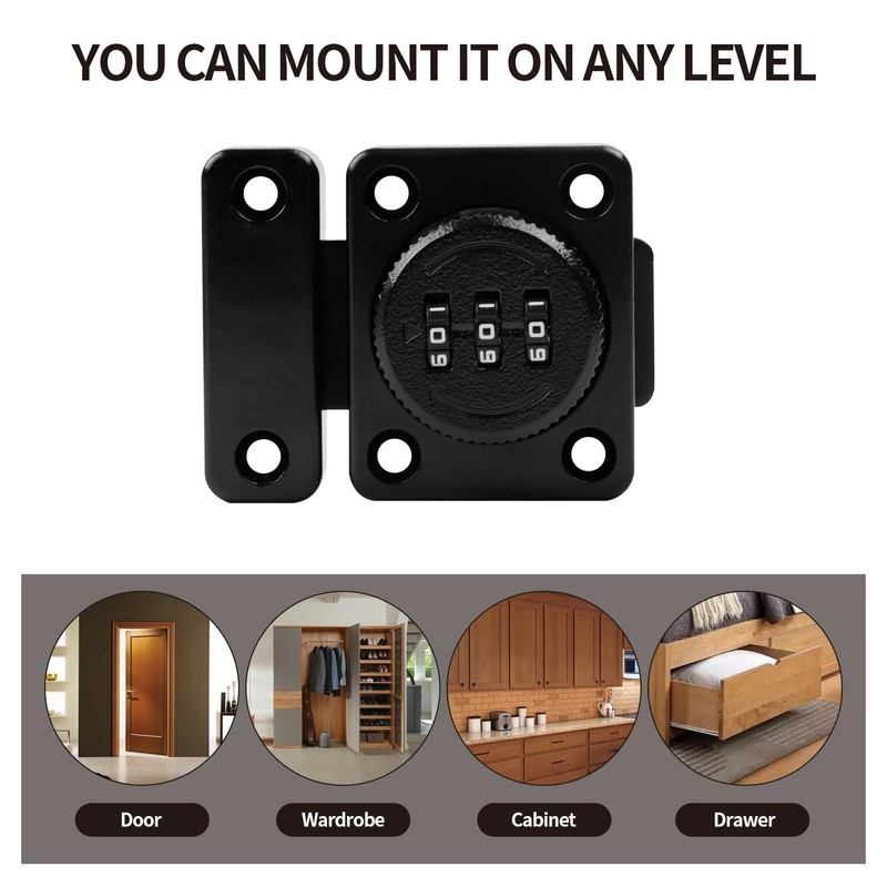 Overlatch with Combination Lock, 3 Digit Sliding Door Lock, Small