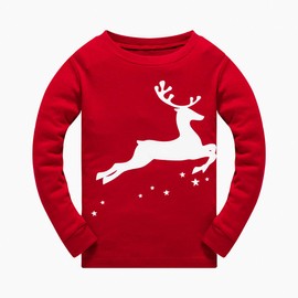 Popshion Boys Christmas Pyjamas Set Kids Pjs Reindeer Toddler Clothes 100% Cotton Long Sleeve Nightwear Sleepwear Outfit 2-3 Years