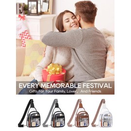 Flowston Large Clear Bag for Stadium Events 3 Pockets Clear Crossbody Bag Purses for Women Men Clear Backpack Sling Bag Fanny Pack for Stadium Concerts Sports, 1# Black-a, Sport