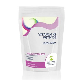 Vitamin K2 100µg with D3 125µg Tablets – High-Potency Bone and Heart Health Support Supplement
