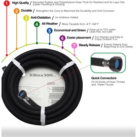 Short Soaker Hose 8ft -5/8 Round Rubber Garden Soaker Hoses, Heavy Duty Irrigation Drip Hose, Water Seeper Soaking Hose for Gardens, Flower Beds And Lawn Yard