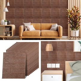 10 PCS Ladrillo Pantalla,3D Papel Tapiz Autoadherible Impermeable Ladrillo Para Cocina, Dormitorio, Oficina, Salón, Pared De Fondo De TV,Renovación De La Casa De Los Niños (Marrón)