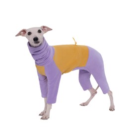 ESCCBOO Italian Greyhound Whippet Clothes, Warm Fleece Turtleneck Sweater, Calming Hoodie Dog Onesie (Large)