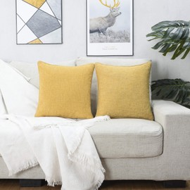 HPUK Pack of 2, Decorative Pillow Cover, Solid Color Pillowcase for Couch, Sofa, Bedroom, Car, Office, Holiday Decor,17x17 inch, Ochre