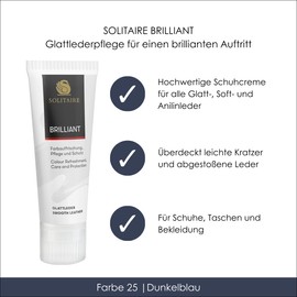Solitaire Brillant 75 ml Shoe Cream in a Tube, Intensive Care and Waterproofing for Shoes, Bags and Clothing Made of Leather