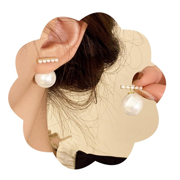 14K Gold Plated Freshwater White Stud Pearl Earrings Hypoallergenic Cubic