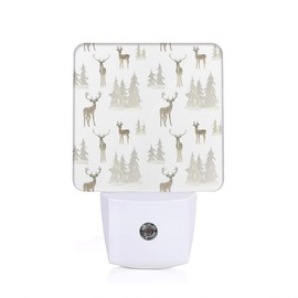 YASHILAIYA Forest Night Light,Winter Fir Trees Deer Night Lights Plug into Wall with Dusk to Dawn Light Sensors Nightlights for Bedroom Bathroom Hallway Kitchen Gifts Ideal for Girls Women