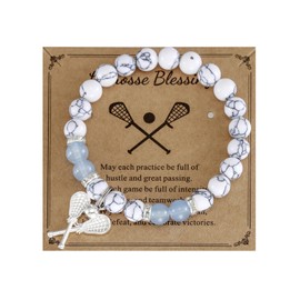 AHAETH Lacrosse Lover Gifts for Women Men Coach Team Mom Lacrosse Player Lacrosse Bracelet