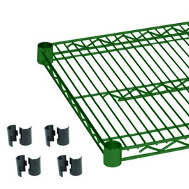 Thunder Group CMEP2160 Wire Shelving, 21" x 60", 600 lb. Capacity, with 4 Sets of Sleeve Clips, Heavy Duty, epoxy Coated, Green, NSF, Pack of 2