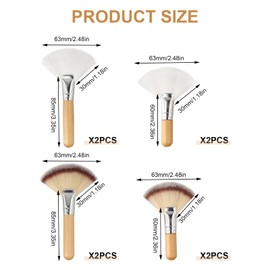8PCS Fluffy Facial Brushes Esthetician, Fluffy Fan Brush with Long and Short Handle