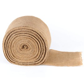 ZOENHOU 4 Inch 54 Yard Natural Fabric Burlap Ribbon, Natural Jute Crafts Ribbon, Beautiful Fabric Ribbon for Christmas, Arts, Crafts, Gift Wrapping, Wedding Events, Party and Home Decor