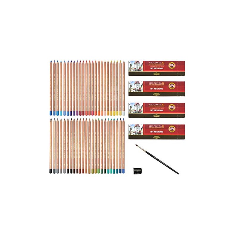 Koh-I-Noor Gioconda Pastel Pencils with Sharpener and Pastel Brush Pack