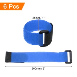 MECCANIXITY 6 Pcs Reusable Battery Tie Down Straps, 1"x8" Nylon Multipurpose Battery Hold Down Adjustable Cinch Strap Hook Loop Fastening Tie for Quadcopters FPV RC Drone Boat Car, Blue