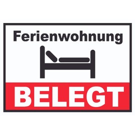 HB-Druck Ferienwohnung BELEGT Sign Pension Motel Hotel Room Free A4 (210 x 297 mm)