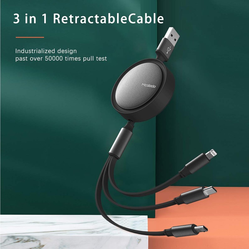 AICase Multi USB Kabel,Universal USB Ladekabel 3 in 1 einziehbares