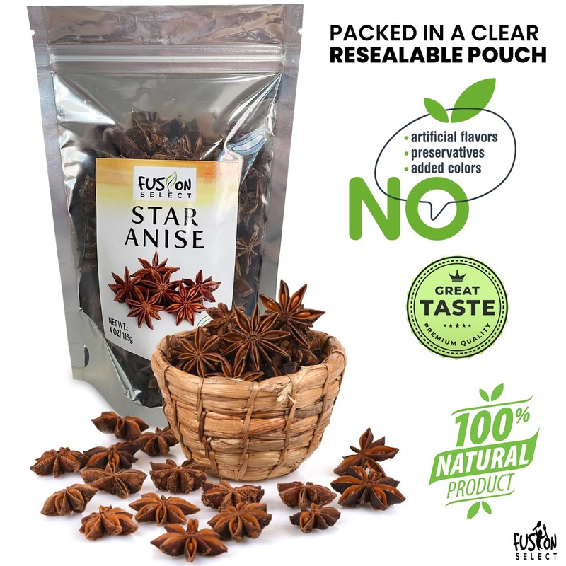 Fusion Select 16 Oz Dried Star Anise - Whole Badian