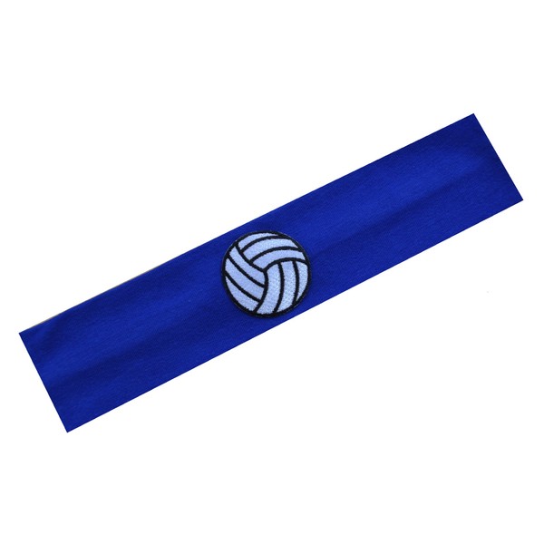 Cotton Volleyball Patch Stretch Headband (Royal Blue)