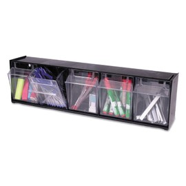 Deflecto 20504OP Tilt Bin Plastic Storage System w/5 Bins, 23 5/8 x 5 1/4 x 6 1/2, Black
