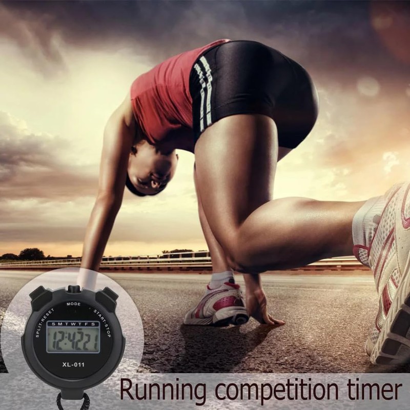 Digital Sports Stopwatch Handheld Shockproof Waterproof Stopwatch with LCD Display