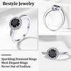 Sterling Silver 1 Carat Round Cut Black Gemstone Cubic Zirconia