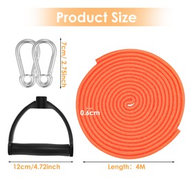 GTYARYUA Sledge Rope, 4 m Sledge Cord, Sledge Rope with Handle, Sledge Rope, Rope for Sledge, Rope with Carabiner 4 m for Sledges, Inflatable Boats, Sports Equipment (Orange)