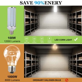 100W LED Corn Bulbs,5000K,AC110-277V,12000lm,E39 Mogul Base,LED Corn light bulb Replacement Metal Halide HID CFL for Commercial Industrial Lighting Warehouse High Bay Light Fixture Garage Workshop