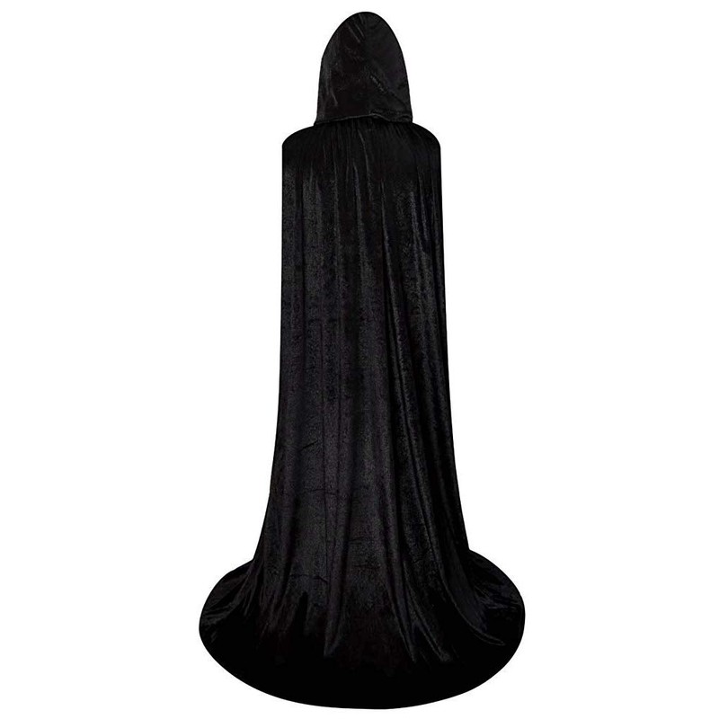 LHJ Cloak with Hood Costume Hooded Cape Crushed Velvet for