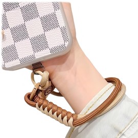 2 Pack Phone Lanyard,Anti-Theft Phone Wrist Strap,Handmade Phone Charm with 2-Color Braided,Camera Keys Phone Wrist Lanyard (KhakiBeige)