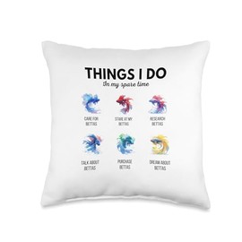 Beta Fish Aquarium Fish Gifts for Aquarium Lovers Aquarium Siamese Betta Fish Mom Things I Do Beta Throw Pillow, 16x16, Multicolor